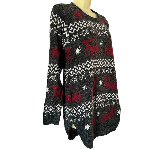 Shineflow Fair Isle Ugly Christmas Sweater Reindeer Holiday Tunic Festive Snow-S - Picture 2 of 7